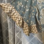 Cato Top Womens 14 16 W Ditsy Paisley V Neck Ruffle Boho Bell Plaid Sleeve Fall Photo 5