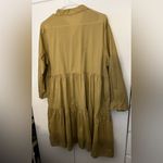 Uniqlo  Cotton Tiered 3/4-Sleeve Mini Dress khaki green Photo 4