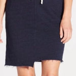 Sundry  Navy Blue Sweatshirt Skirt Asymmetrical Frayed Hem Drawstring Size Large Photo 0