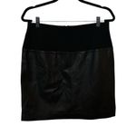 Ann Taylor  Black Leather With Stretch Top Panel Size 8 Mini Skirt. Photo 6