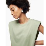 For Cynthia NWT Sage Micro Shoulder Pad Oversize Chic Flattering Shift Dress M Photo 1