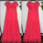 FLAWED Tuckernuck Poppy Pink Tulle Giselle Gown Floral Embroidered size L Large Photo 1