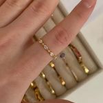 Sterling Silver Gold Plated Diamond Dainty Ring Photo 0
