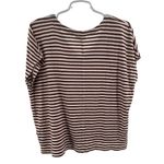 J. Jill Brown and White Boxy striped linen blend cap Sleeve Tee v Photo 1