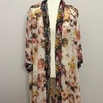 Cato Kimono Cardigan Duster Floral Oversized Lightweight Pink Black Yellow Photo 0