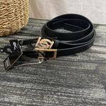 Bebe Set of 2 Black Faux Leather Rhinestone Trim Belts 1X NEW Photo 1