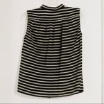 J.Crew Crew Ivory & Black Striped Button Up Sleeveless Tank Top Shirt Size 2 Photo 2