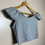 Revamped CLEARANCE! Gray Boutique Puff Shoulder Crop Top Size M NWT Photo 2