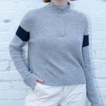 Brandy Melville  Cropped Sweater Cashmere Blend Quarter Zip Mock Neck Grey OS Photo 0