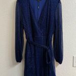 Bardot Bellissa long sleeve metallic minidress navy Lurex size Large (US 8) NWOT Photo 0