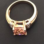 Champagne square CZ 4 prong setting ring Gold Photo 1