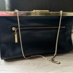 Tahari  Black Ruched Wristlet with Gold Frame and Chain Photo 2