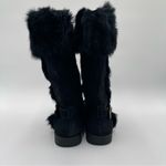 Coach Deeann Black Boots Fur Trim Gold Buckle Black Mid-Calf A7294 Size 9B Photo 5