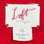 Loft Ann Taylor Red Dress Cap Sleeve Pleated Career Cocktail Party Size 12 Photo 4