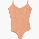 Elodie NWT V-Neck Textured thin strap snap body suit size medium light orange Photo 2