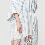 frame denim FRAME Striped Cotton Gauze Cover Up Dress, Beach Dress, Blue & White, One Size Photo 0
