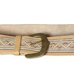 Tan Leather Embroidered Boho Western Belt size medium made in India Photo 0