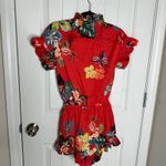 Alexis ‎ red floral tropical Faine ruffle romper XS vacation summer beach Photo 8