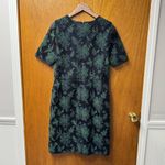Tory Burch Floral Lace Applique Fishnet Sheath Short Sleeve Dress Navy Green 12 Photo 14
