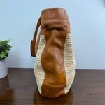 Furla Straw and Cognac Leather Slouchy Hobo Shoulder Bag Tote Bohemian Chic Photo 5