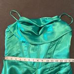 Women’s Green Full Length Prom Dress Criss Cross Straps Leg Slit Size 10 *READ Photo 8