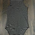 PAIGE Black & White Striped Mockneck Bodysuit Photo 0