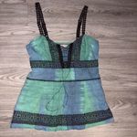 Free People Plaid With Lace Detailing Vintage Tank Top Green Size 6 Photo 0