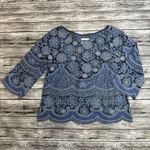 HD in Paris Women's Sheer Floral Crewneck Lace Blouse Shirt 2 Blue Periwinkle Photo 2