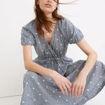 Madewell Embroidered Gingham Faux-Wrap Tie-Waist Midi Dress Photo 1