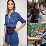 Free People  Dynamite Mini Dress in 70s Blue Denim Button Front Size Medium Photo 2