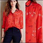 Maeve ANTHROPOLOGIE  Paris London Cherry Red button up shirt size 4 Photo 1