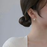 Elegant White Pearl Hoop Earrings for Women Gold Photo 3