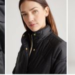 Quince  Featherless Quilted Long Puffer Jacket Womens XL Black Zip Front Photo 2