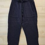 {M} Melissa Nepton Navy Gauze Linen Like Cropped Flowy Pant Blue Size M Photo 0