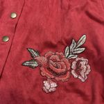 Andree by Unit  Faux‎ Suede Skirt Womens SizeS  Slash Pockets Lined Embroidered Photo 1