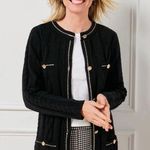 Talbots Petite Wool Cable Knit Cardigan Blazer Sweater Preppy Black 3X P Photo 0