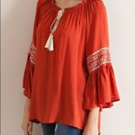 Entro Womens Blouse Size Small Rayon Peasant Rust Boho Hippie Coachella NEW Photo 1