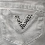 Vigold White Denim Capri Pants Rhinestone Pockets Cuffed Hem Size 20 Photo 3