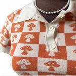 Forever 21 Vintage-Inspired Fuzzy Mushroom Print Collared Top Photo 3