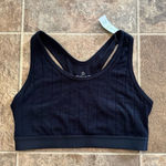 Aerie  Cozy Class Ribbed Knit Sports Bra True Black Size Large Photo 0