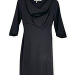 Schumacher | DESIGNER | Small | Draped Neck Asymmetrical 3/4 Sleeve Sheath Dress Black Photo 0