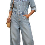 ZARA Women's Full Length Denim Jumpsuit Distressed Size Large Photo 0