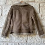 ZARA  Women's Tan Faux Suede Biker Jacket Photo 3
