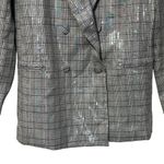 Jason Wu  Oversized Silver Gray Plaid Sequined Blazer Jacket Double Breasted S Photo 3
