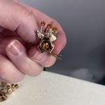 Vintage flower sprays climber earrings. Gold plated amber glass. Photo 5