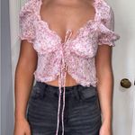 Sky to Moon  Boutique Pink Floral Pink Top Size Small New With Tags Photo 0