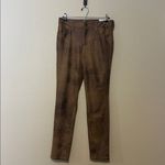 Chico's  Faux Suede Worn Luggage 5 Pocket Ponte‎ Slim Pants NWT Size 4 R Photo 2