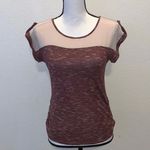 Sweet Wanderer Maroon Lace Button Detail Short Sleeve Shirt Photo 0