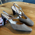 Ralph Lauren  Womens 8.5 Taupe Metallic Slingback Block Heel Vintage Photo 0