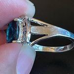 Blue sapphire silver plated ring size 9 Photo 7